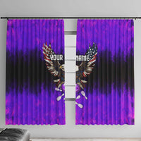 Personalized Patriotic Eagle Bowling Window Curtain with Purple Flames USA Flag Wings Design - Wonder Print Shop