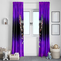 Personalized Patriotic Eagle Bowling Window Curtain with Purple Flames USA Flag Wings Design - Wonder Print Shop