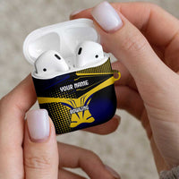 Personalized Blue and Yellow Bowling AirPods Case with Striking Pins Retro Dot Pattern Design - Wonder Print Shop