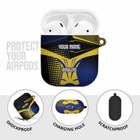 Personalized Blue and Yellow Bowling AirPods Case with Striking Pins Retro Dot Pattern Design - Wonder Print Shop