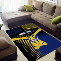 Personalized Blue and Yellow Bowling Area Rug with Striking Pins Retro Dot Pattern Design - Wonder Print Shop
