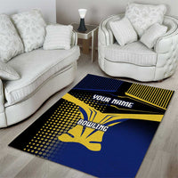 Personalized Blue and Yellow Bowling Area Rug with Striking Pins Retro Dot Pattern Design - Wonder Print Shop
