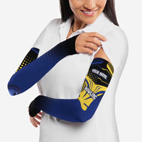Personalized Blue and Yellow Bowling Arm Sleeves with Striking Pins Retro Dot Pattern Design - Wonder Print Shop