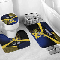 Personalized Blue and Yellow Bowling Bathroom Set with Striking Pins Retro Dot Pattern Design - Wonder Print Shop