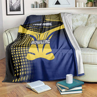 Personalized Blue and Yellow Bowling Blanket with Striking Pins Retro Dot Pattern Design - Wonder Print Shop