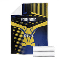 Personalized Blue and Yellow Bowling Blanket with Striking Pins Retro Dot Pattern Design - Wonder Print Shop
