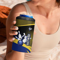 Personalized Blue and Yellow Bowling 4 in 1 Can Cooler Tumbler with Striking Pins Retro Dot Pattern Design - Wonder Print Shop