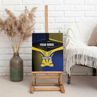 Personalized Blue and Yellow Bowling Canvas Wall Art with Striking Pins Retro Dot Pattern Design - Wonder Print Shop