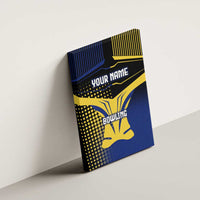 Personalized Blue and Yellow Bowling Canvas Wall Art with Striking Pins Retro Dot Pattern Design - Wonder Print Shop