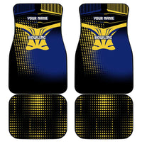 Personalized Blue and Yellow Bowling Car Mats with Striking Pins Retro Dot Pattern Design - Wonder Print Shop
