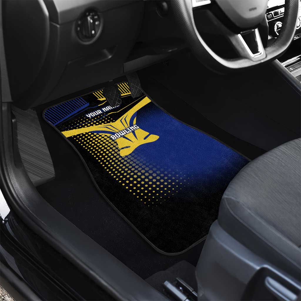 Personalized Blue and Yellow Bowling Car Mats with Striking Pins Retro Dot Pattern Design - Wonder Print Shop