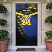 Personalized Blue and Yellow Bowling Door Cover with Striking Pins Retro Dot Pattern Design - Wonder Print Shop
