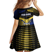 Personalized Blue and Yellow Bowling Family Matching Mermaid Dress and Hawaiian Shirt with Striking Pins Retro Dot Pattern Design - Wonder Print Shop