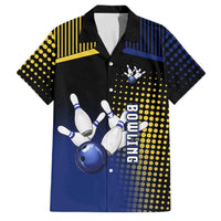 Personalized Blue and Yellow Bowling Family Matching Mermaid Dress and Hawaiian Shirt with Striking Pins Retro Dot Pattern Design - Wonder Print Shop