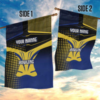 Personalized Blue and Yellow Bowling Garden Flag with Striking Pins Retro Dot Pattern Design - Wonder Print Shop