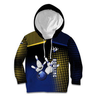 Personalized Blue and Yellow Bowling Kid Hoodie with Striking Pins Retro Dot Pattern Design - Wonder Print Shop
