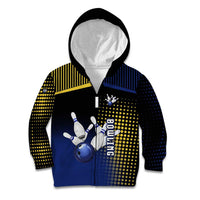 Personalized Blue and Yellow Bowling Kid Hoodie with Striking Pins Retro Dot Pattern Design - Wonder Print Shop