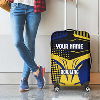 Personalized Blue and Yellow Bowling Luggage Cover with Striking Pins Retro Dot Pattern Design - Wonder Print Shop
