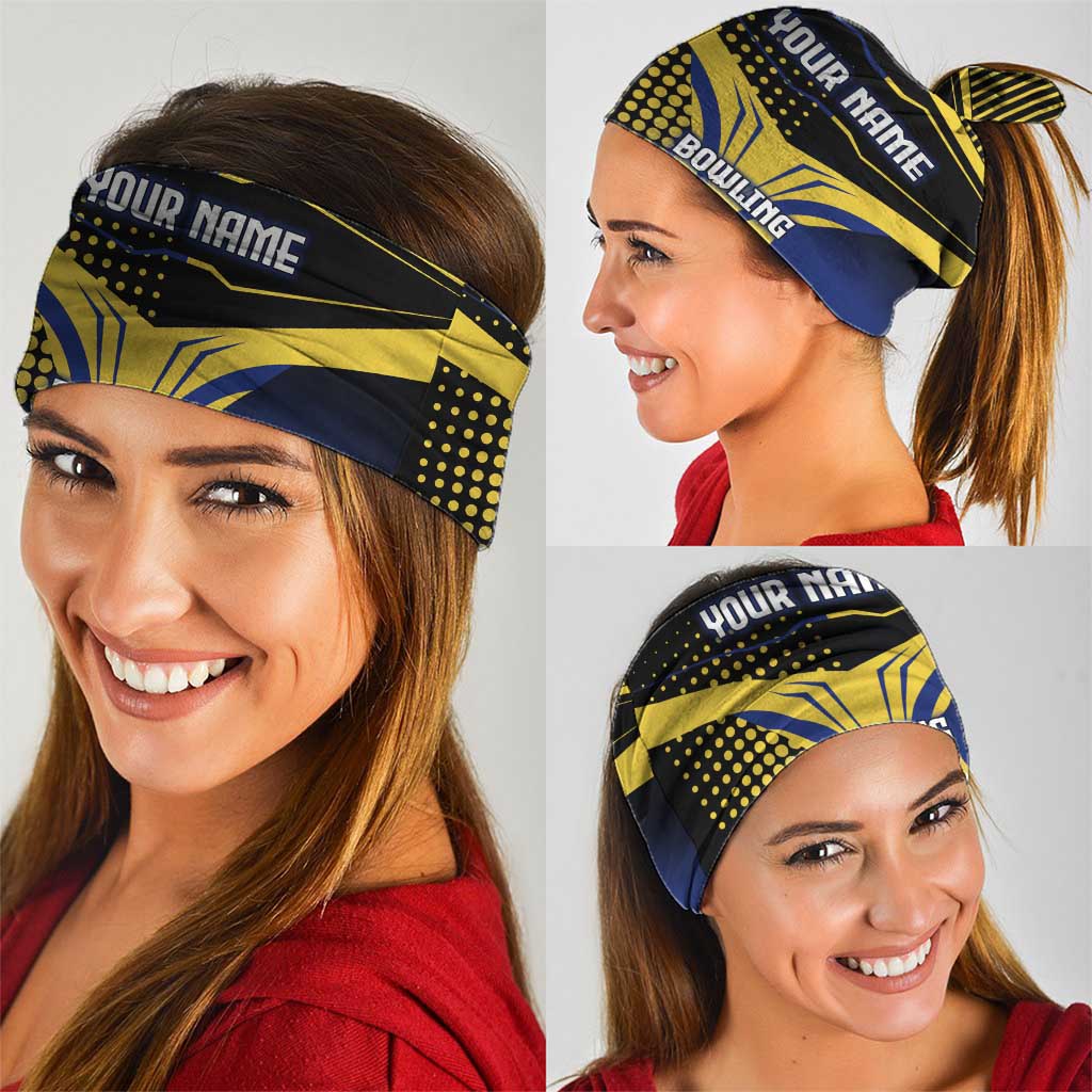 Personalized Blue and Yellow Bowling Neck Gaiter with Striking Pins Retro Dot Pattern Design - Wonder Print Shop