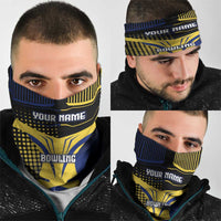 Personalized Blue and Yellow Bowling Neck Gaiter with Striking Pins Retro Dot Pattern Design - Wonder Print Shop