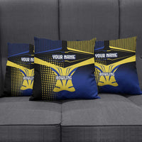 Personalized Blue and Yellow Bowling Pillow Cover with Striking Pins Retro Dot Pattern Design - Wonder Print Shop