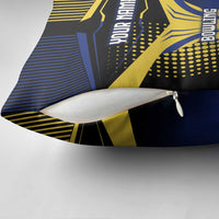 Personalized Blue and Yellow Bowling Pillow Cover with Striking Pins Retro Dot Pattern Design - Wonder Print Shop