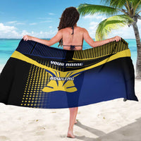 Personalized Blue and Yellow Bowling Sarong with Striking Pins Retro Dot Pattern Design - Wonder Print Shop