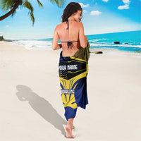 Personalized Blue and Yellow Bowling Sarong with Striking Pins Retro Dot Pattern Design - Wonder Print Shop