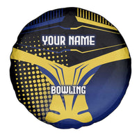 Personalized Blue and Yellow Bowling Spare Tire Cover with Striking Pins Retro Dot Pattern Design - Wonder Print Shop