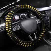 Blue and Yellow Bowling Steering Wheel Cover with Striking Pins Retro Dot Pattern Design - Wonder Print Shop