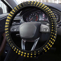 Blue and Yellow Bowling Steering Wheel Cover with Striking Pins Retro Dot Pattern Design - Wonder Print Shop