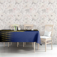 Personalized Blue and Yellow Bowling Tablecloth with Striking Pins Retro Dot Pattern Design - Wonder Print Shop