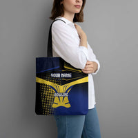 Personalized Blue and Yellow Bowling Tote Bag with Striking Pins Retro Dot Pattern Design - Wonder Print Shop
