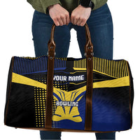 Personalized Blue and Yellow Bowling Travel Bag with Striking Pins Retro Dot Pattern Design - Wonder Print Shop