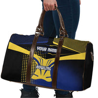 Personalized Blue and Yellow Bowling Travel Bag with Striking Pins Retro Dot Pattern Design - Wonder Print Shop