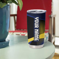 Personalized Blue and Yellow Bowling Tumbler Cup with Striking Pins Retro Dot Pattern Design - Wonder Print Shop