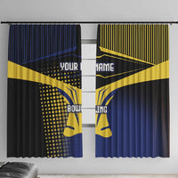 Personalized Blue and Yellow Bowling Window Curtain with Striking Pins Retro Dot Pattern Design - Wonder Print Shop