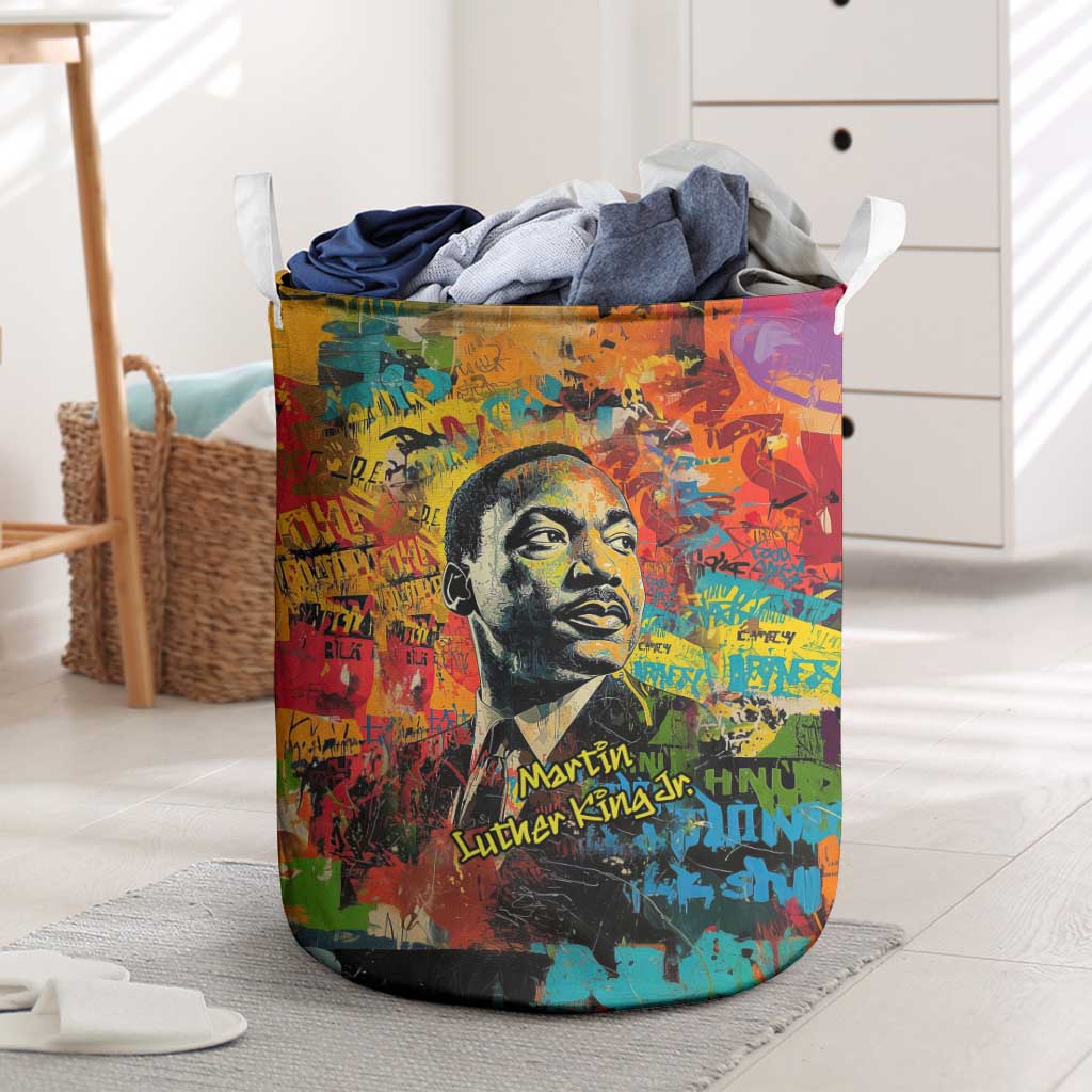Martin Luther King Jr Laundry Basket Colorful Street Art Portrait Black History Graffiti Style - Wonder Print Shop