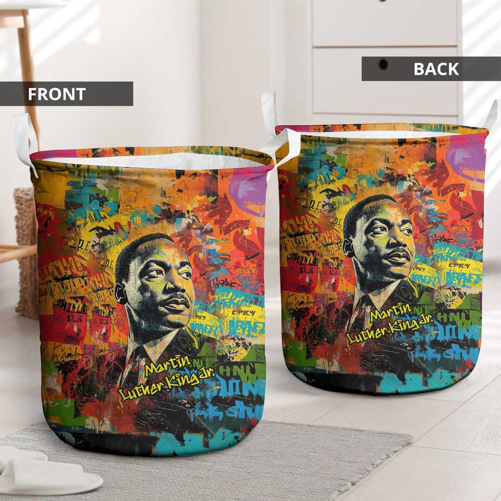 Martin Luther King Jr Laundry Basket Colorful Street Art Portrait Black History Graffiti Style - Wonder Print Shop