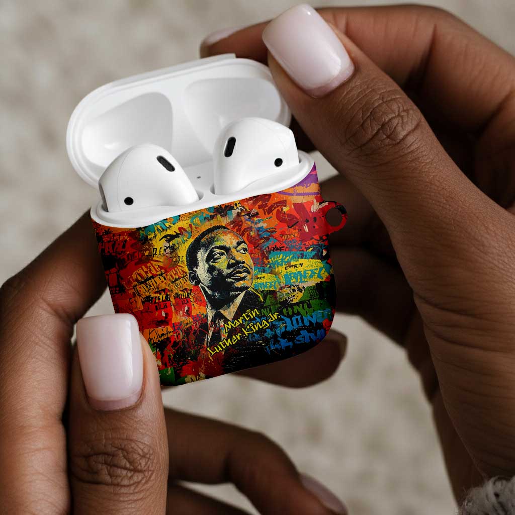 Martin Luther King Jr AirPods Case Colorful Street Art Portrait Black History Graffiti Style - Wonder Print Shop