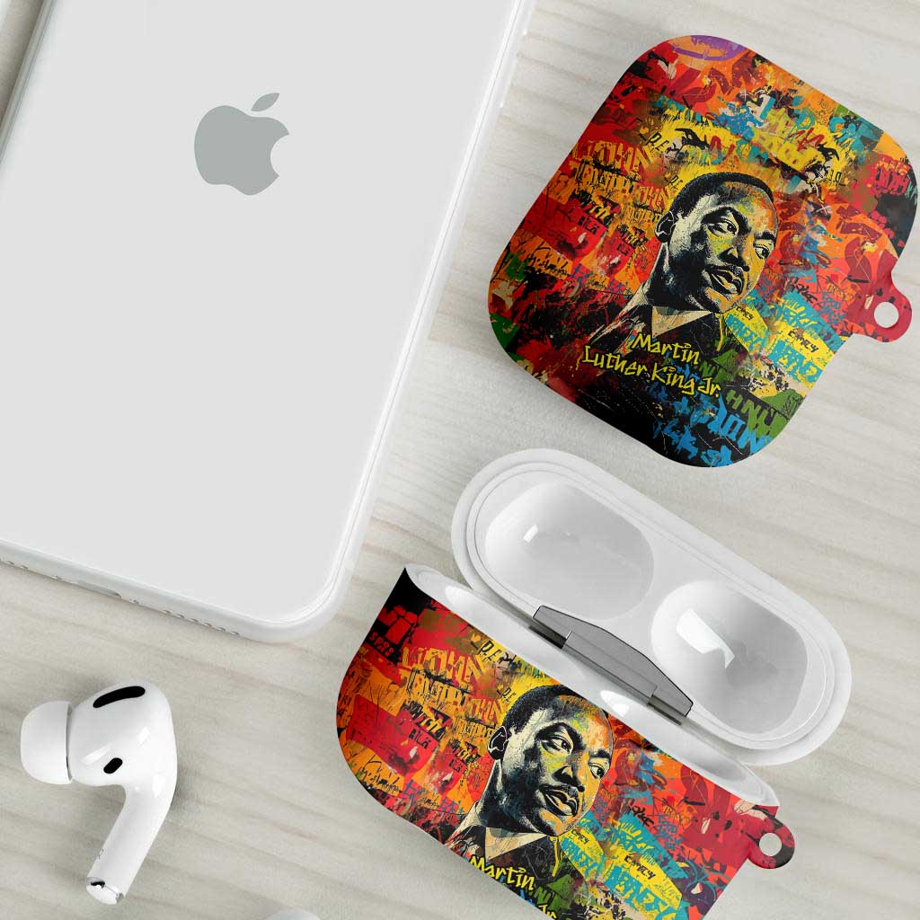 Martin Luther King Jr AirPods Case Colorful Street Art Portrait Black History Graffiti Style - Wonder Print Shop