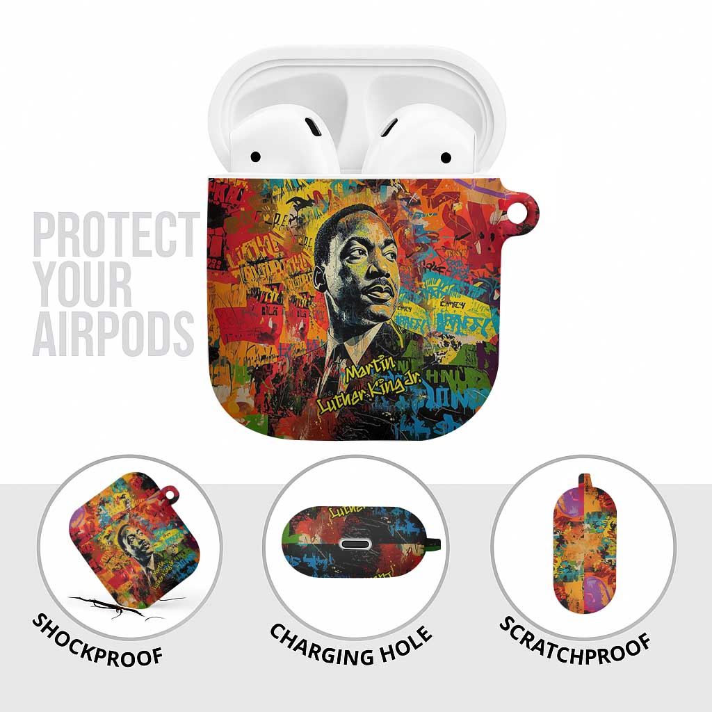 Martin Luther King Jr AirPods Case Colorful Street Art Portrait Black History Graffiti Style - Wonder Print Shop