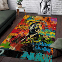 Martin Luther King Jr Area Rug Colorful Street Art Portrait Black History Graffiti Style - Wonder Print Shop