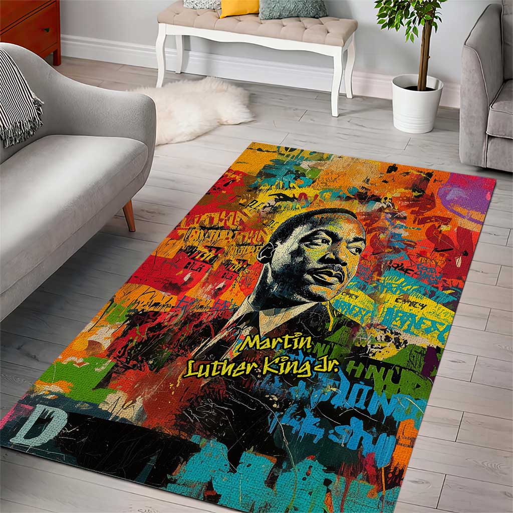 Martin Luther King Jr Area Rug Colorful Street Art Portrait Black History Graffiti Style - Wonder Print Shop