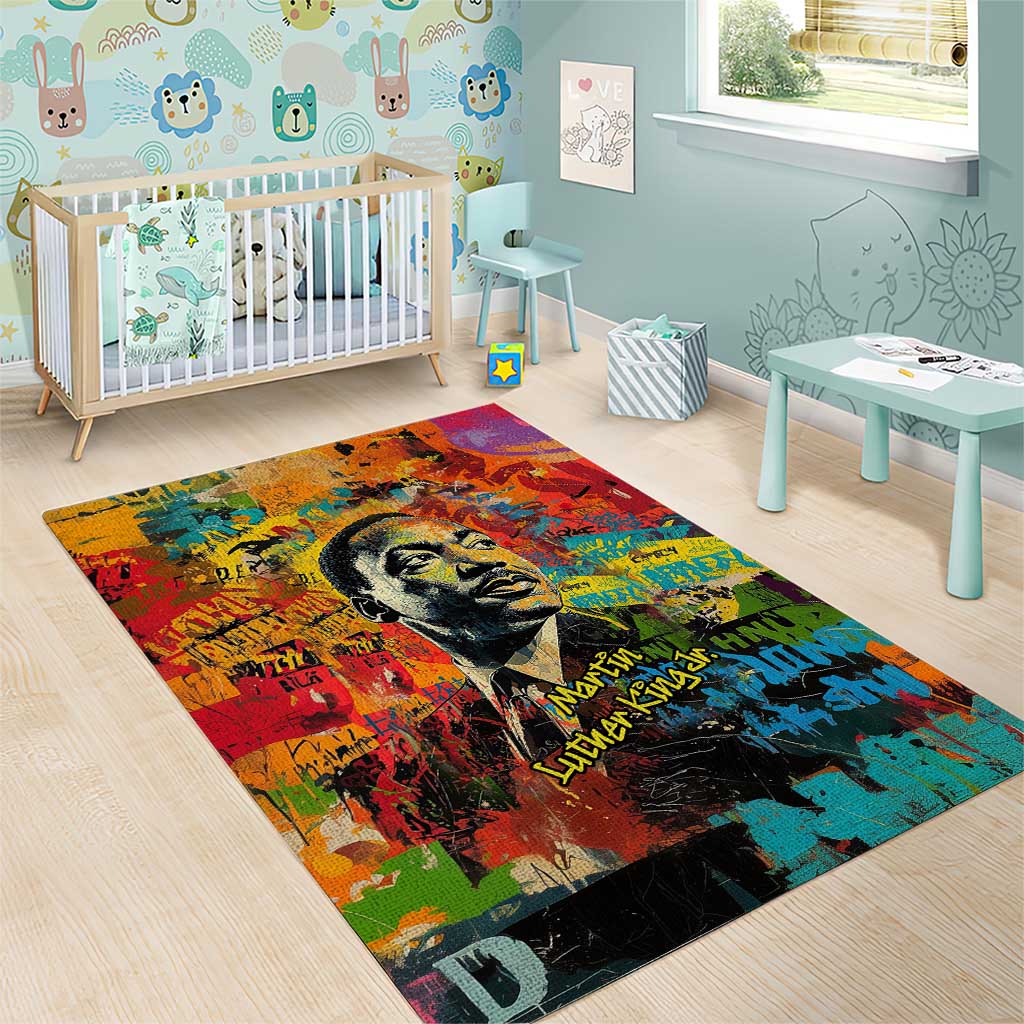 Martin Luther King Jr Area Rug Colorful Street Art Portrait Black History Graffiti Style - Wonder Print Shop