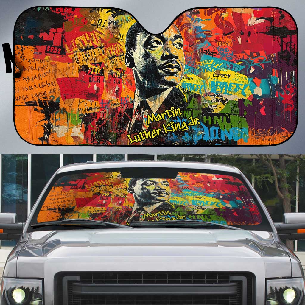 Martin Luther King Jr Auto Sun Shade Colorful Street Art Portrait Black History Graffiti Style - Wonder Print Shop