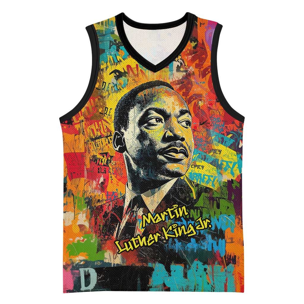 Martin Luther King Jr Basketball Jersey Colorful Street Art Portrait Black History Graffiti Style - Wonder Print Shop