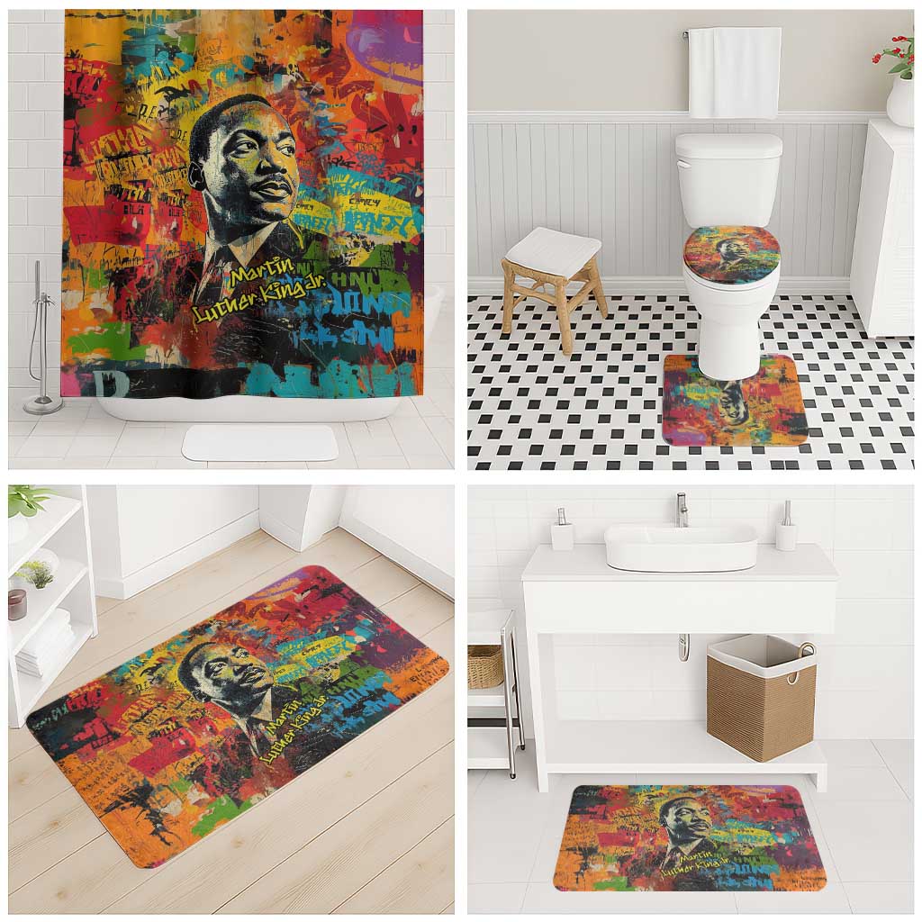 Martin Luther King Jr Bathroom Set Colorful Street Art Portrait Black History Graffiti Style - Wonder Print Shop