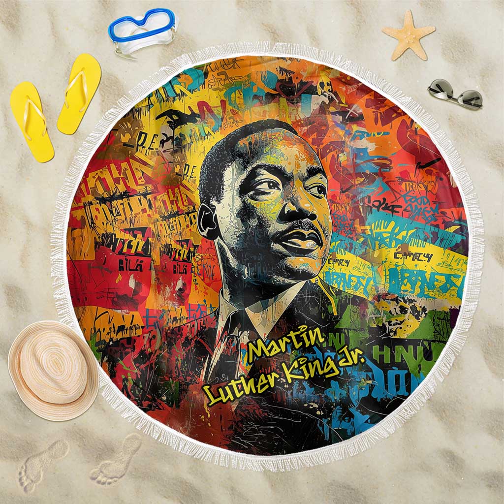 Martin Luther King Jr Beach Blanket Colorful Street Art Portrait Black History Graffiti Style - Wonder Print Shop