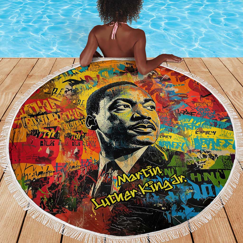 Martin Luther King Jr Beach Blanket Colorful Street Art Portrait Black History Graffiti Style - Wonder Print Shop